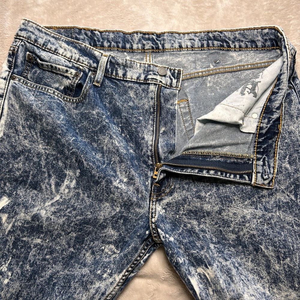 Mens Levis 512 Acid Wash Jeans 39x31 Mid Rise Slim Taper Leg Denim Retro 80s - Picture 5 of 13